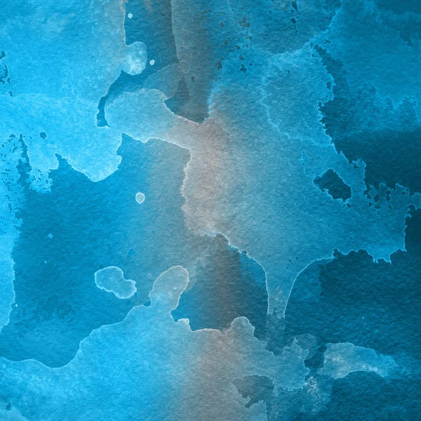 蓝色抽象背景与水彩画纹理 — 图库照片