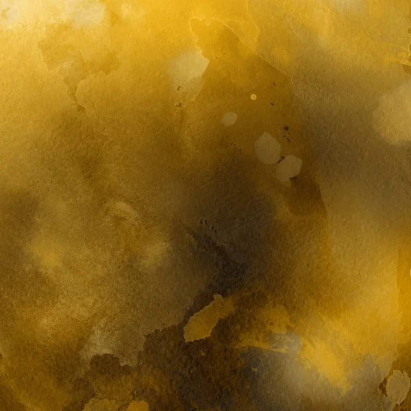 수채화 페인트 텍스처와 어두운 노란색 추상적인 — 스톡 사진