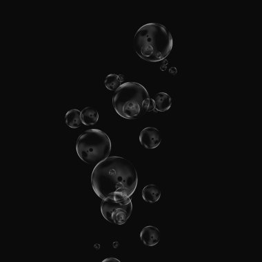 Siyah arka plan üzerine beyaz izole kabarcık. Su damla yağmur. Sualtı oksijen.