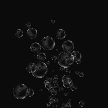 Siyah arka plan üzerine beyaz izole kabarcık. Su damla yağmur. Sualtı oksijen.