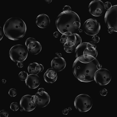 Siyah arka plan üzerine beyaz izole kabarcık. Su damla yağmur. Sualtı oksijen.