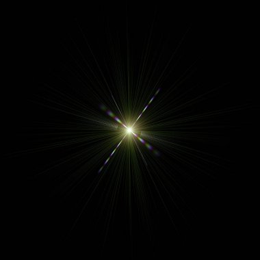 siyah gece arka plan üzerinde gerçekçi objektif parlama görsel etkisi. Uzay yıldızı. 