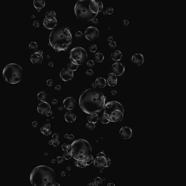 Siyah arka plan üzerine beyaz izole kabarcık. Su damla yağmur. Sualtı oksijen.