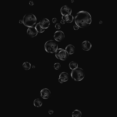 Siyah arka plan üzerine beyaz izole kabarcık. Su damla yağmur. Sualtı oksijen.