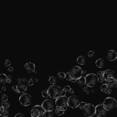 Siyah arka plan üzerine beyaz izole kabarcık. Su damla yağmur. Sualtı oksijen.