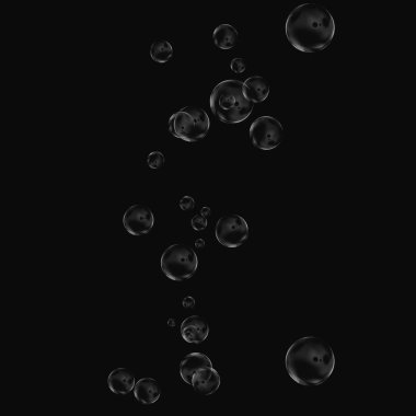 Siyah arka plan üzerine beyaz izole kabarcık. Su damla yağmur. Sualtı oksijen.