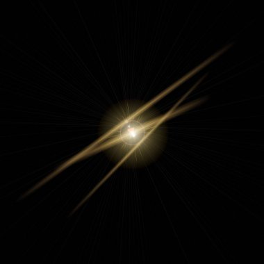 siyah gece arka plan üzerinde gerçekçi objektif parlama görsel etkisi. Uzay yıldızı. 