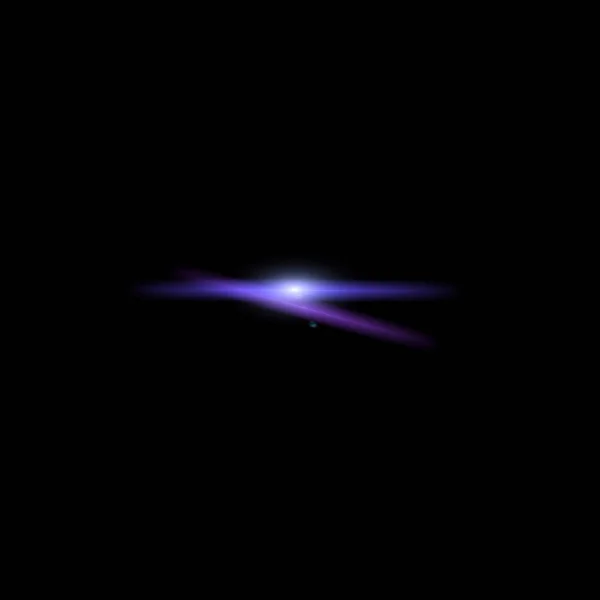 realistic lens flare visual effect on black night background. Space star.