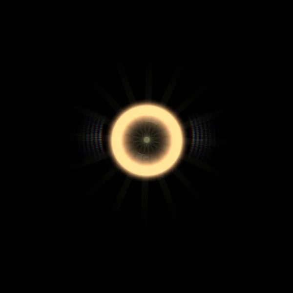 realistic lens flare visual effect on black night background. Space star.