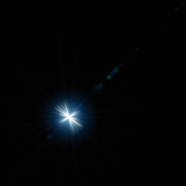 Reális Lencse Fényfolt Vizuális Hatás Háttér Fekete Éjszaka Space Star — Stock Fotó
