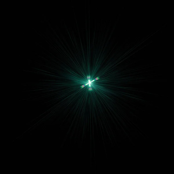 Efecto Visual Llamarada Lente Realista Sobre Fondo Negro Noche Estrella — Foto de Stock