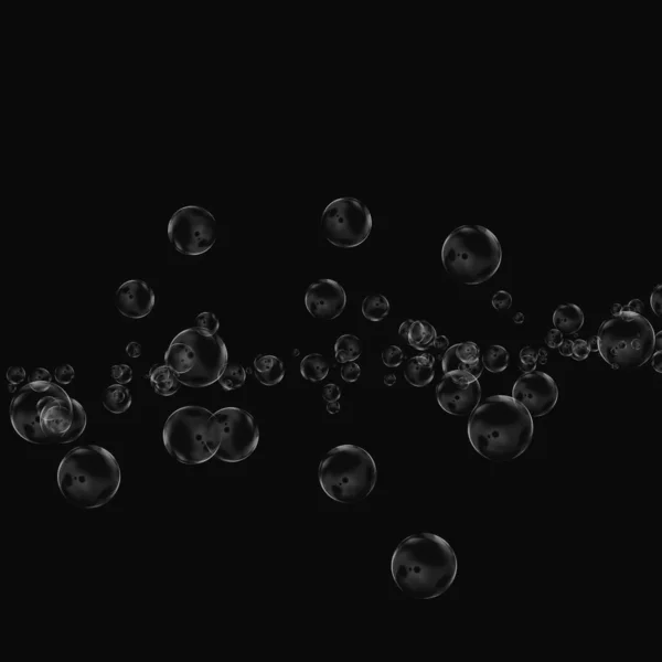 Изолированные Белые Пузыри Чёрном Фоне Капли Дождевой Воды Подводный Кислород — стоковое фото