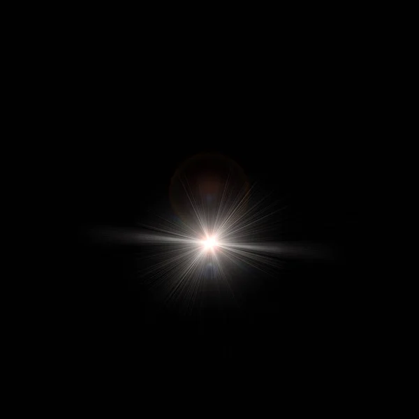 Реалистичный Эффект Блика Объектива Черном Ночном Фоне Космическая Звезда — стоковое фото
