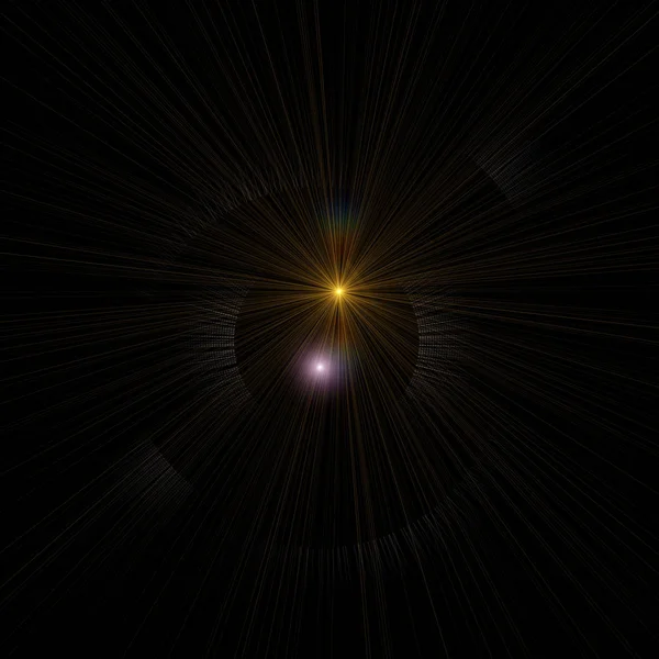 黒夜背景に現実的なレンズ フレアの視覚効果 スペース スター — ストック写真