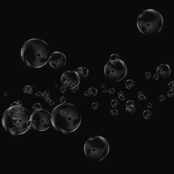Ізольовані Білі Бульбашки Чорному Тлі Дощова Вода Падає Підводний Кисень — стокове фото