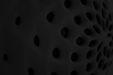 High technology monochrome cymatics abstract background. Organic cyberpunk structure. Three-dimensional render visualization of sound wave effect.I clipart