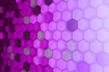 Renkli altıgen üç boyutlu soyut arkaplan. Arı hücreleri bal peteği dokusu. Üç boyutlu canlandırma çizimi.