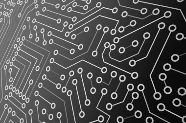 Soyut devre kartı fütüristik teknoloji işlem geçmişi. Mikroçip dijital illüstrasyon.