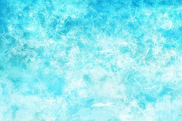 Mavi Zemin Üzerinde Beyaz Dondurucu Buz Kar Kristali Dokusu — Stok fotoğraf