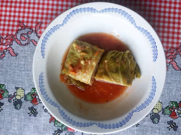 Rollos Col Tazón Plato Nacional Ucraniano — Foto de Stock