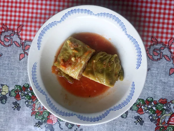 Rollos Col Tazón Plato Nacional Ucraniano — Foto de Stock