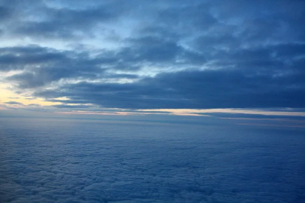 Solnedgång Foto Från Flygande Planet — Stockfoto