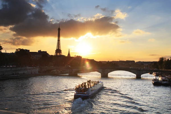 Atardecer Con Torre Eiffel París — Foto de Stock