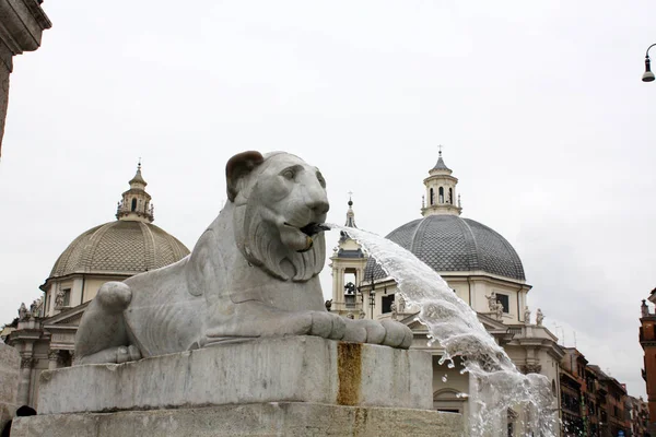 Piazza Del Popolo Roma Com Fonte Praça Roma Itália — Fotografia de Stock