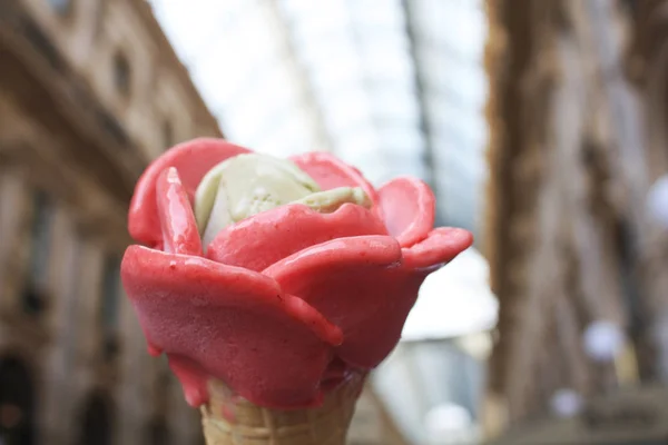 Ice cream Flower in Galleria Vittorio Emanuele II. Cathedral Square. Milan Italy
