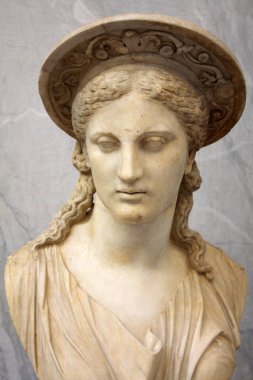 Roma. İtalya. 02.19.2018. Juno Pentini, Helenistik bir orijinal, Braccio Nuovo, Museo Chiaramonti, Vatican Museums Roma kopyası.