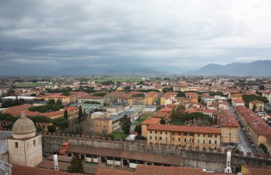 Pisa şehri. Panorama Pisa Kulesi. İtalya