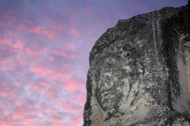 Juno. Roma kafa heykel, Forum, Zadar, Hırvatistan. Antik Roma heykel bir Juno yüz.