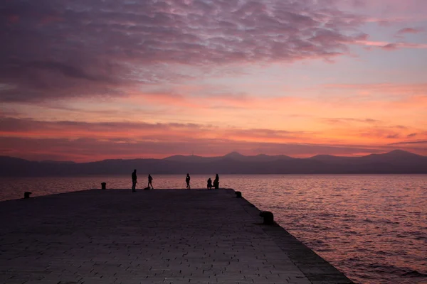 Naplemente Decemberben Adriai Tenger Zadar Horvátország 2018 — Stock Fotó