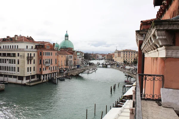 Venedik Görünümünü Canal Grande Katedral Santa Maria Della Salute Şubat — Stok fotoğraf