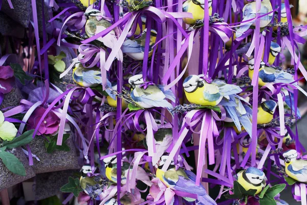 Paskalya Pazar Dekora Şeritler Kuşlar Yumurta Viyana Avusturya — Stok fotoğraf