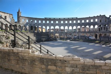 Roma Amfitiyatrosu Pula. Arena antik Roma kez. Mimarlık Hırvatistan.