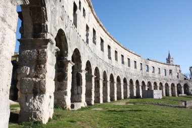 Roma Amfitiyatrosu Pula. Arena antik Roma kez. Mimarlık Hırvatistan.