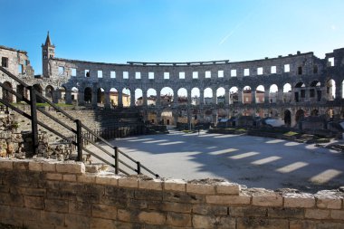 Roma Amfitiyatrosu Pula. Arena antik Roma kez. Mimarlık Hırvatistan.