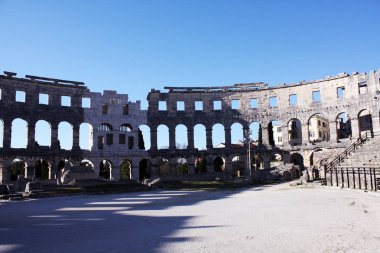 Roma Amfitiyatrosu Pula. Arena antik Roma kez. Mimarlık Hırvatistan.