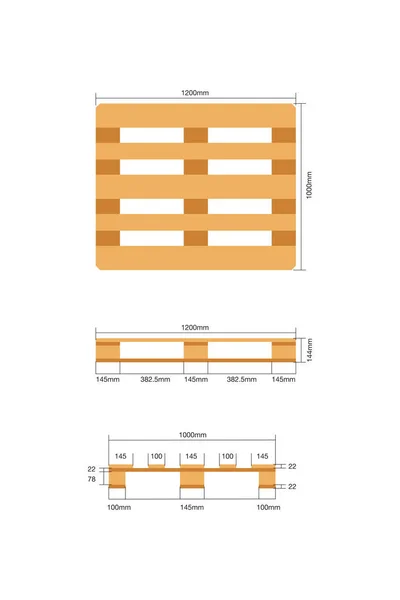 Vector Euro Pallets 1000X1200 White Background — Stock Photo, Image