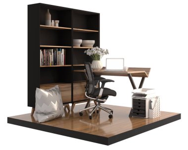 Raflı çalışma alanının 3B görüntülenmesi 