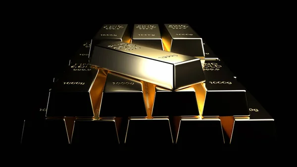 Stapel Goldbarren Auf Schwarzem Hintergrund — Stockfoto