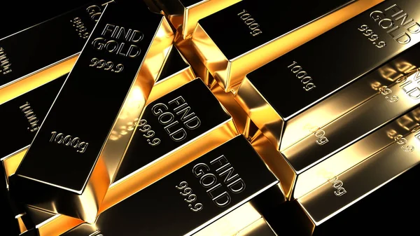 Stack Gold Bullion Black Background — Stock Photo, Image