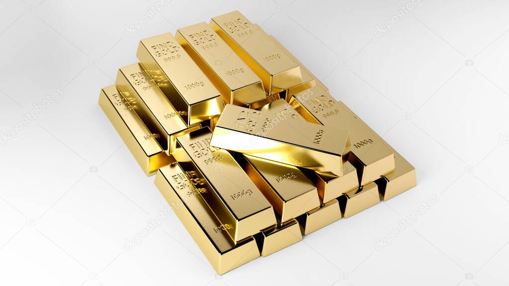 Stack of Gold bullion in black background