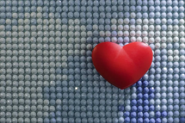 Coração Vermelho Cartão Saudação Dia Dos Namorados Strass Fundo — Fotografia de Stock