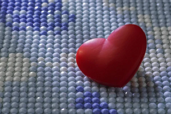 Coração Vermelho Cartão Saudação Dia Dos Namorados Strass Fundo — Fotografia de Stock