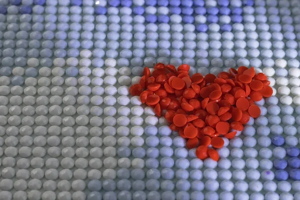 Coração Vermelho Cartão Saudação Dia Dos Namorados Strass Fundo — Fotografia de Stock