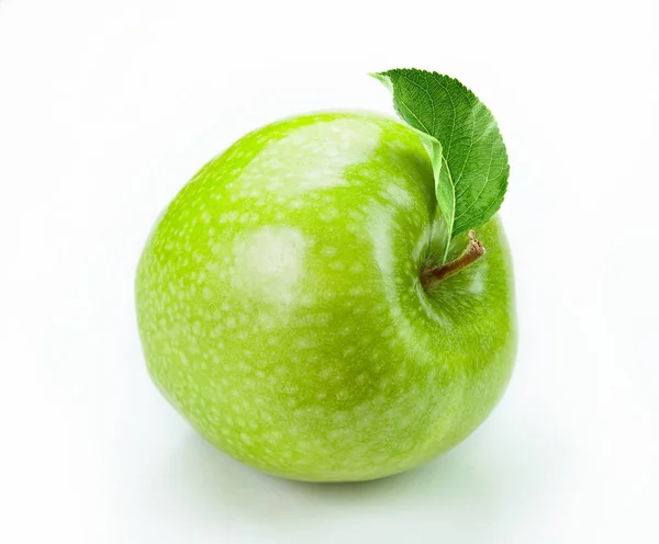 Pomme Verte Avec Tranche Isolé Fond Blanc — Photo