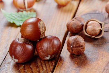 ahşap masa üzerinde fındık kapat