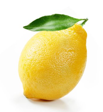 izole yaprak beyaz arka plan ile taze limon